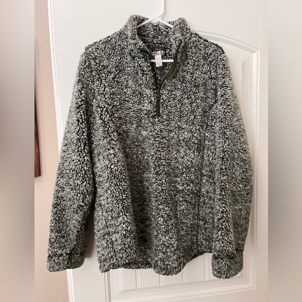 Soft Blossom By P Sherpa pull over quarter zip *green*